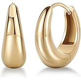 QOBEBOTA Gold Hoop Earrings Stainless Steel Hypoallergenic Silver Hoops 0.5/0.7/0.9 inch Chunky Huggies Tarnish Free Jewelry Valentines Day Gifts Everyday Huggie Earrings for women