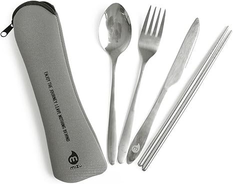 Amazon Co Jp ミズ Mizu カトラリーセット Cutleryset カトラリー カトラリーケース付き 箸 スプーン フォーク ナイフ セット ステンレス お弁当 キャンプ アウトドア かっこいい ホーム キッチン