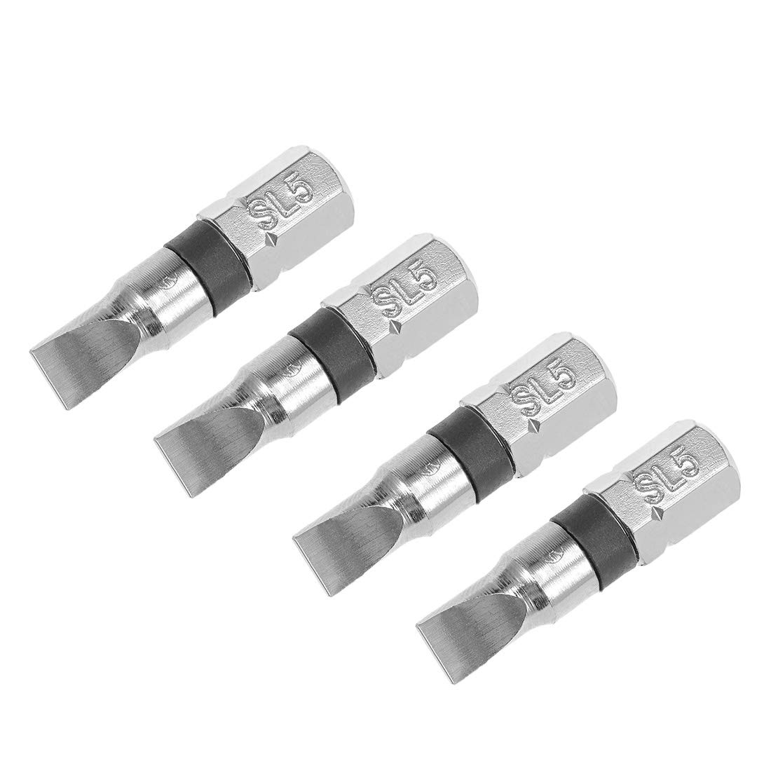 sourcing map 4pcs 25mm Long 1/4" Hex Shank SL5 Slot High Quantity Screwdriver Bits S2 High Alloy Steel