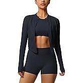 3 Piece Workout Sets for Women High Waisted Seamless Shorts Crop Top Jacket Gym Yoga Outfit Stretchy Sports Bra Set