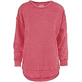 Royce Brand Melange Poncho Fleece: Long Sleeve Crew Neck Hi-Lo Round Bottom, Red, M