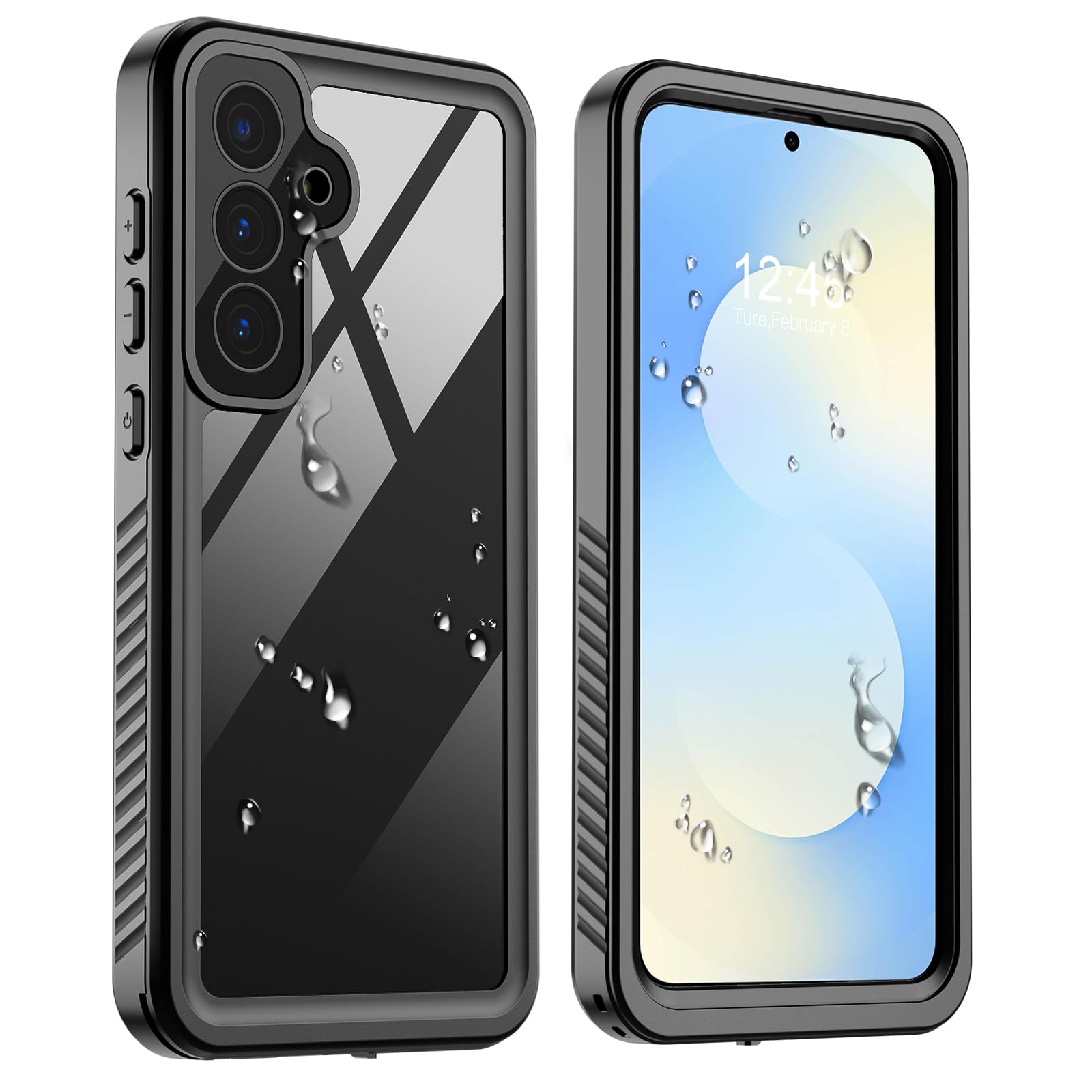 zapica Designed for Waterproof Samsung Galaxy S25 FE Case, Built-in Camera & Screen Protector [IP68 Waterproof] [Military Drop Proof] Full Body Protective Phone Cover for Galaxy S25 FE, Black/Clear