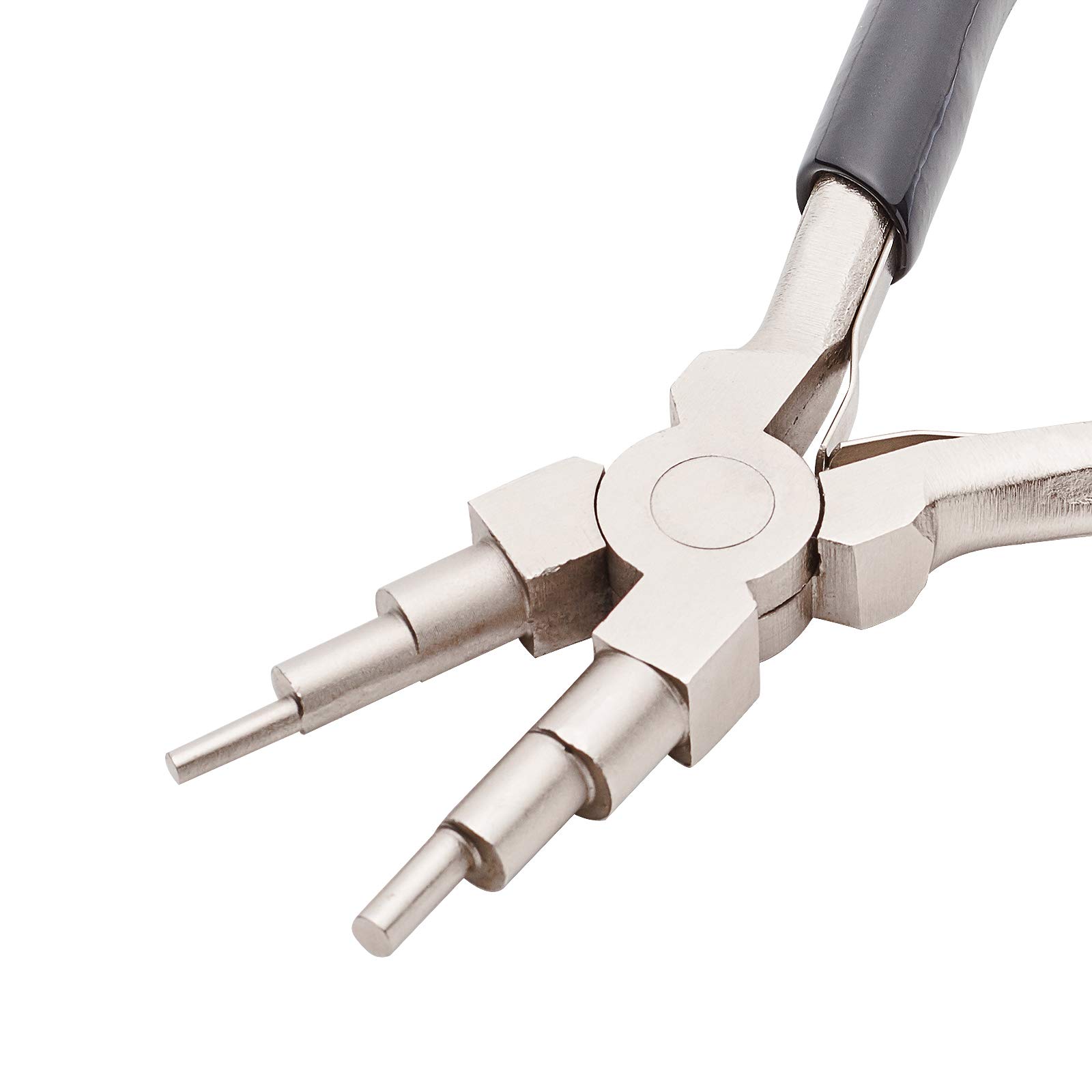 BENECREAT 6 in 1 Bail Making Pliers Wire Looping Forming Pliers with Non-Slip Comfort Grip Handle for 3mm to 9.5mm Loops and Jump Rings, Black