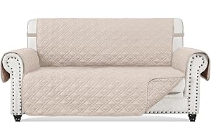 ROSE HOME FASHION RHF Anti-Slip Loveseat Covers for Leather Sofa, Couch Cover, Loveseat Cover for Living Room, Loveseat Slipcover&Love Seat Couch Covers, Slip-Resistant Couch Cover for Leather Sofa (Loveseat: Beige)