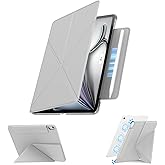 SANUODD for iPad Air 11 inch Case M3/M2 (2025/2024), Slim Powerful Magnetic Attachment Corner Protective iPad Folio Case with Auto Wake/Sleep and Hidden Pencil Holder (Concrete Gray, iPad air 11 inch)
