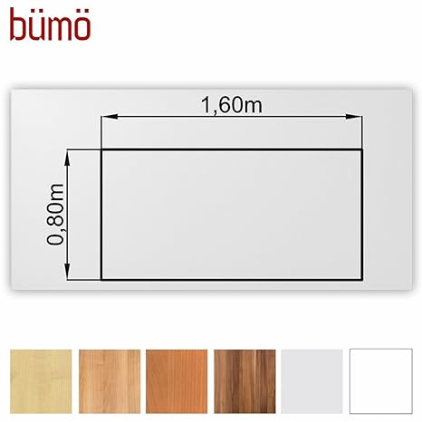 Bümö® stabile Tischplatte 2,5 cm stark - DIY Schreibtischplatte aus Holz | Bürotischplatte belastbar mit 120 kg | Spanholzpla