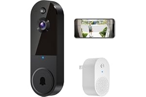 HotFun 1080P Video Doorbell Camera Wireless with Ring Chime, Smart AI Human Detection, Night Vision, Battery Powered, Cloud Storage, 2.4G WiFi, Indoor Outdoor Surveillance (Black)