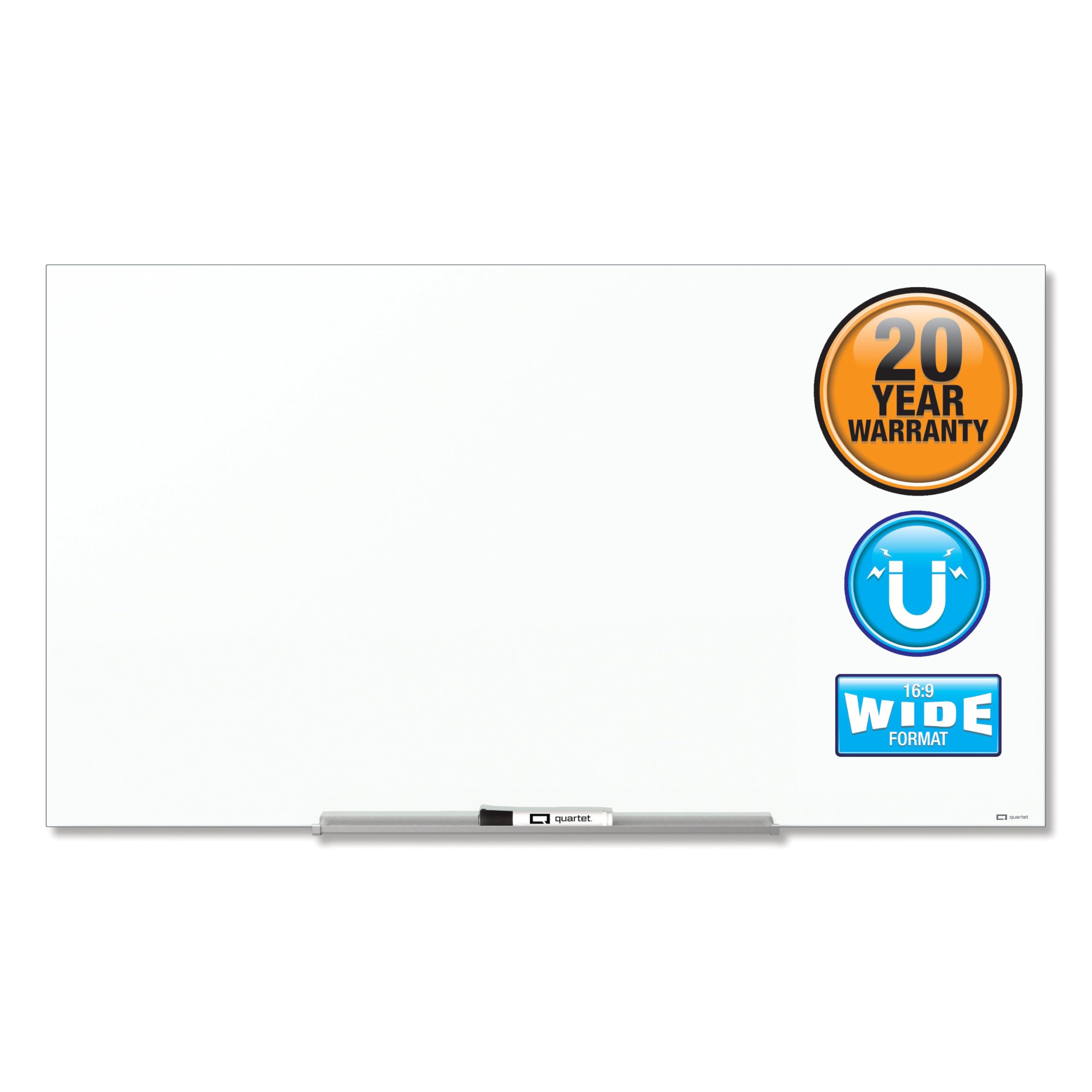 Photo 1 of Quartet Glass Whiteboard, Magnetic Dry Erase Board, Wall Mounted Whiteboard for Office, School and Home, 74" x 42", White (G7442IMW)