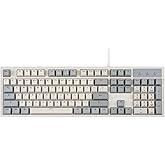 Perixx PERIBOARD-108M, Wired Mechanical Full-Size USB Keyboard - Red Linear Switch - Classic Retro Gray/White Color - US English