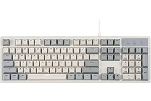 Perixx PERIBOARD-108M, Wired Mechanical Full-Size USB Keyboard - Brown Tactile Switch - Classic Retro Gray/White Color - US E