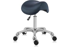 DR.LOMILOMI Ergonomic Saddle Stool Adjustable Pneumatic Swivel Rolling Saddle Seat Stool with Wheels for Medical Hygienic SPA Massage Salon Home and Office 506 Haku (Queen Blue)