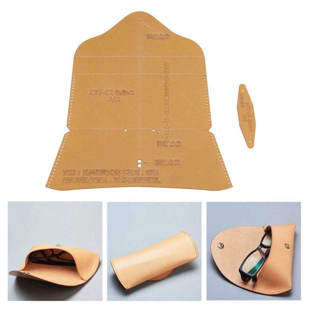 DIY Leather Craft Acrylic Spectacle Case Template Set, 17x6x3cm 2 Pieces Transparent Eyeglasses Case Making Stencil
