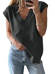 Saodimallsu Womens V Neck Sweater Vest Oversized