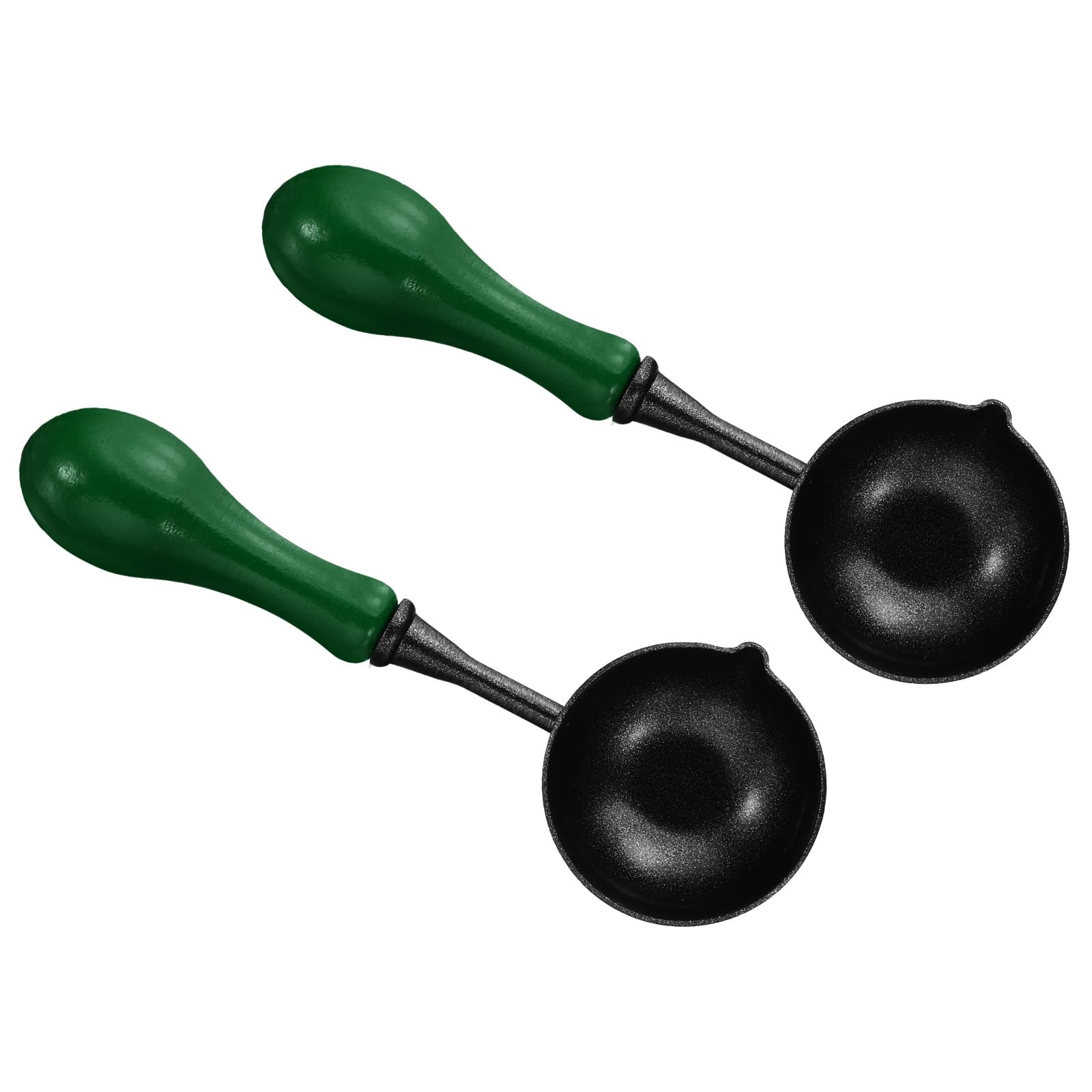 PATIKIL 4" Wax Seal Spoon, 2Pcs Wax Sealing Melting Spoon Painted Wooden Handle Wax Spoon for Wax Seal Stamp Envelope Art Craft Projects, Dark Green