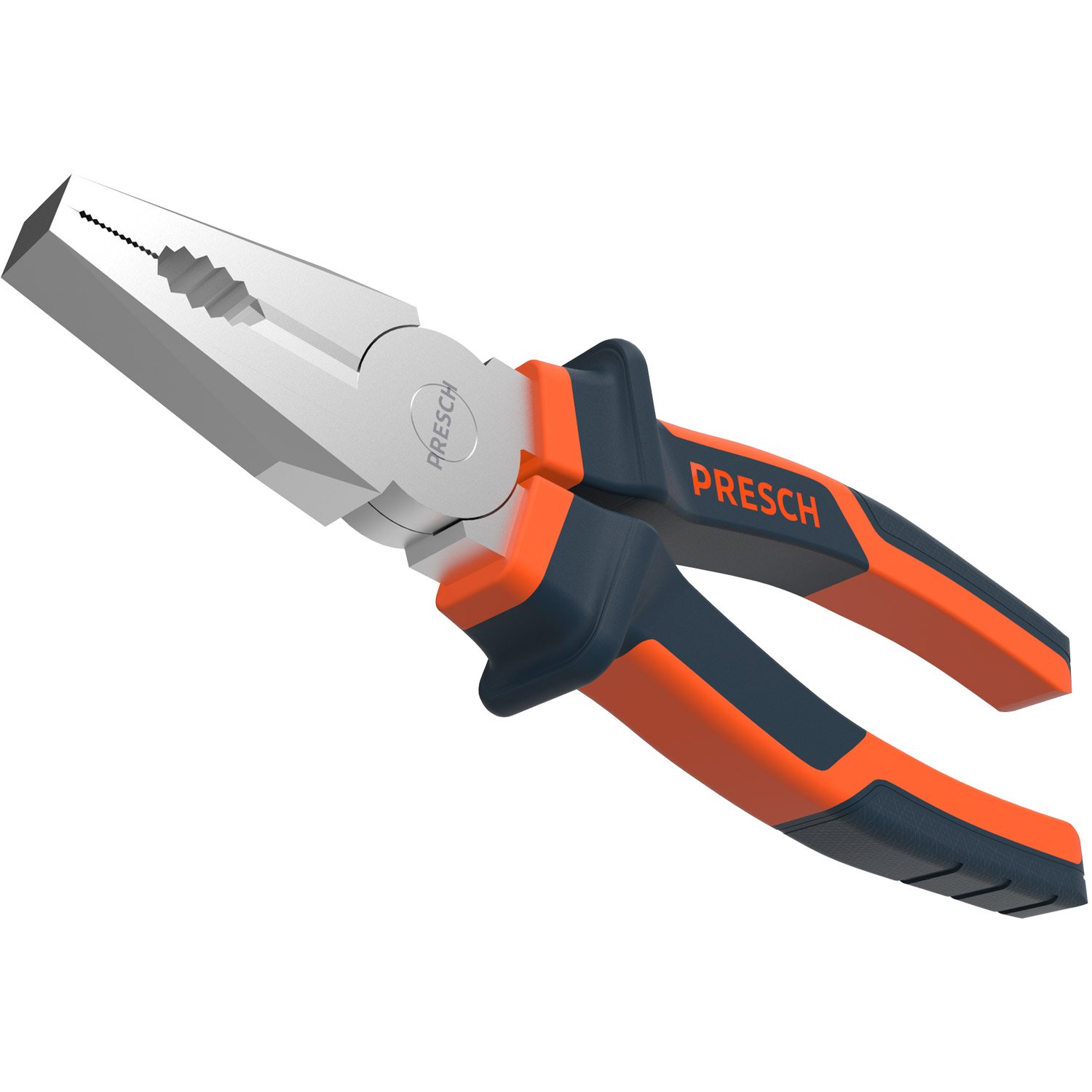Presch Kombizange 180 mm - Universalzange ölgehärtet aus CR-V mit 2-Komponenten Griff und Greifflächen gezahnt
