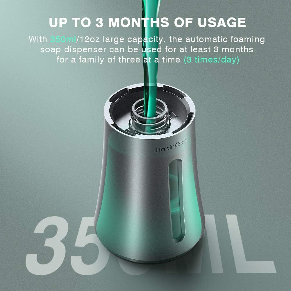 [Updated Version] HadinEEon Automatic Soap Dispenser, 12 Oz Touchless Foam Soap Dispenser, Waterproof Foaming Hand Soap Dispenser for Bathroom, Kitchen: Home & Kitchen