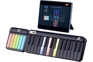 PopuPiano Piano Keyboard with Smart Interaction, Rainbow Illuminated Keys, Beginner-Note Following Lighted Keys, Free Lessons, Smart Chord, MIDI Controller, Music Production Software