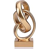 DOVDOV Abstract Gold Knot Statue, Geometric Knot Decor, Gold Decor on Shelf Bookshelf countertop for Living Room Coffee Table Office Coffee Table entryway entryway Desktop Decorative Ornament.