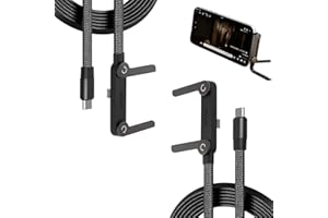 2-in-1 Invisible Holder Charger Cable – 240W Fast Charging Cord with Built-in Phone Stand, Type C and Folding Phone Holder, 5