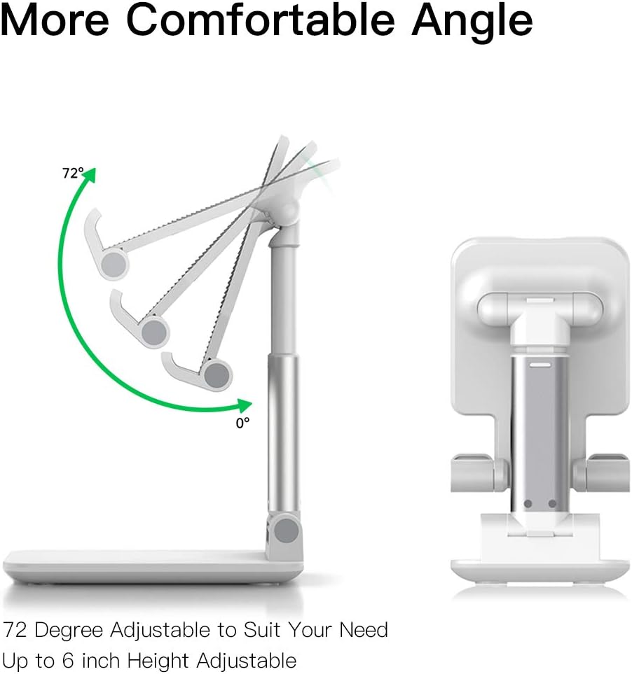 Adjustable Phone Stand for Desk, Foldable Cell Phone Holder for Desk, Stable Aluminum Desktop Holder, Universal Tablet Adjustable Stand Compatible with Mobile Phone/iPad/Tablets (Black): Electronics