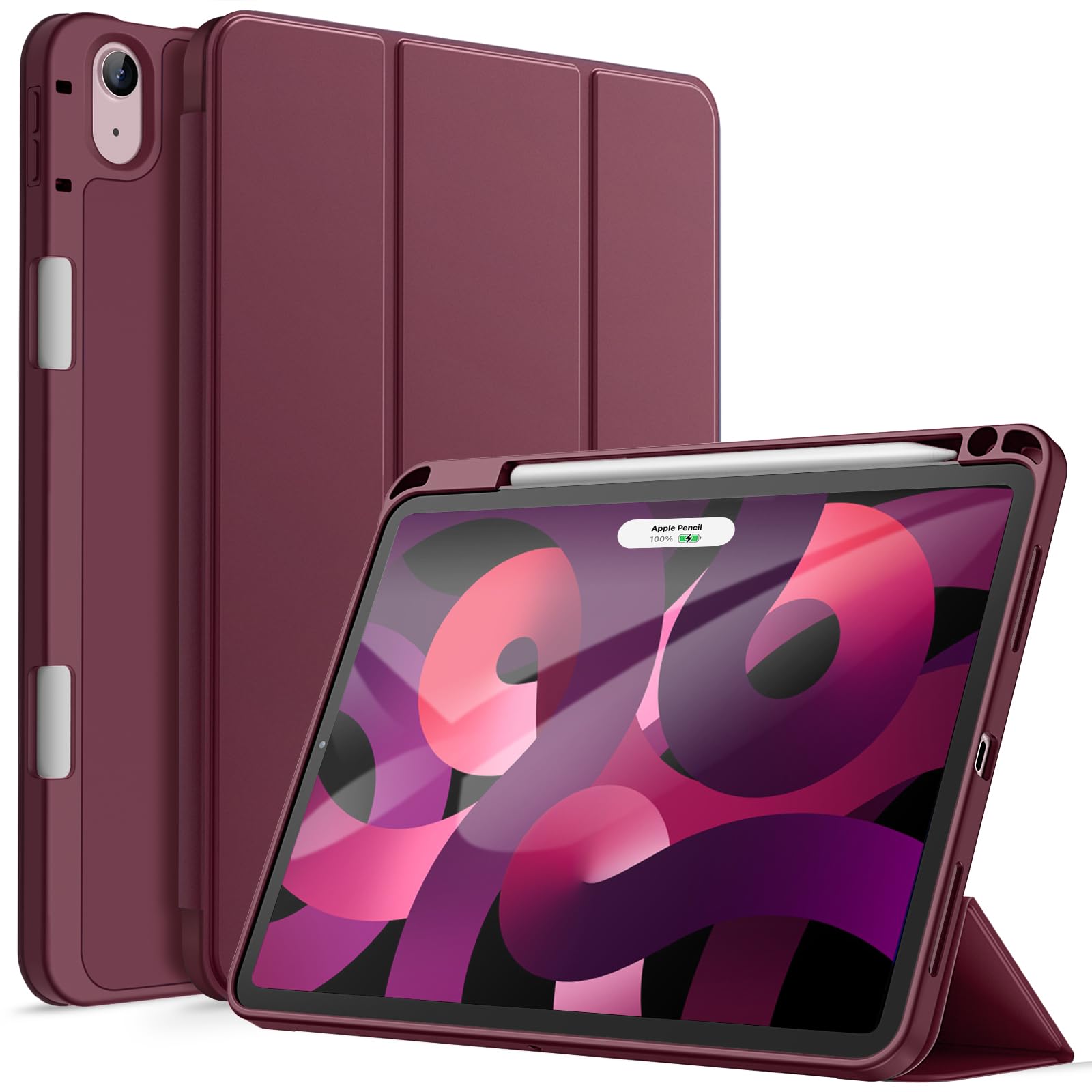JETech Case for iPad Air 11-Inch M4/M3/M2 (2026/2025/2024), iPad Air 5/4 (2022/2020 5th/4th Generation 10.9-Inch) with Pencil Holder, Slim Tablet Cover with Soft TPU Back, Auto Wake/Sleep (Wine) — image 1