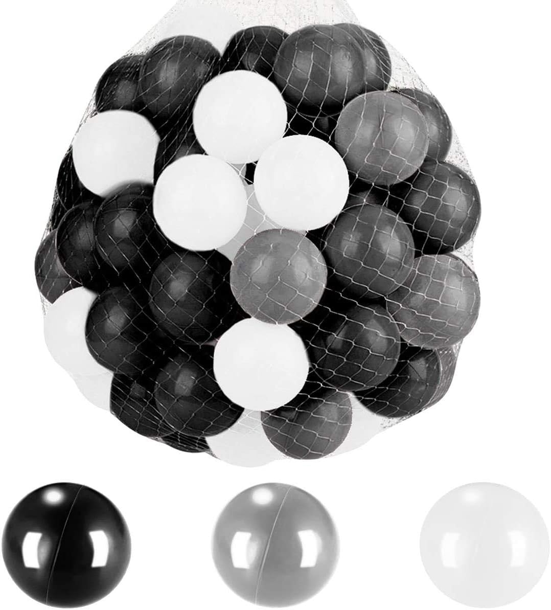 black and white ball pit balls