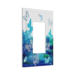 Thsanju Rustic Watercolor Blue Splash-Ink Butterfly