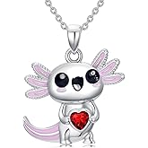 Dorunmo Axolotl Necklace 925 Sterling Silver Axolotl Birthstone Pendant Cute Animal Axolotl Jewelry Gifts for Women