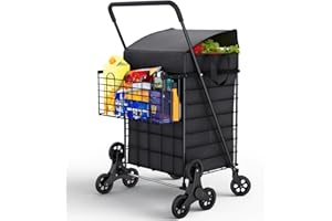 【Foldable】 One-Piece 8-Wheel Stair Climbing Trolley | Durable Metal+Waterproof Liner | 360° Rotating Wheels, Lightweight & Po