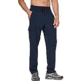 BALEAF Men's Hiking Pants Water Resistant Cargo Quick Dry Travel Elastic Waist with Zip Pockets UPF 50+ for Work Running