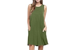 NaRHbrg Summer Dresses for Women Casual Tshirt Sundress Boho Tank Dress Casual Sleeveless Swing Cover Up Dress with Pockets