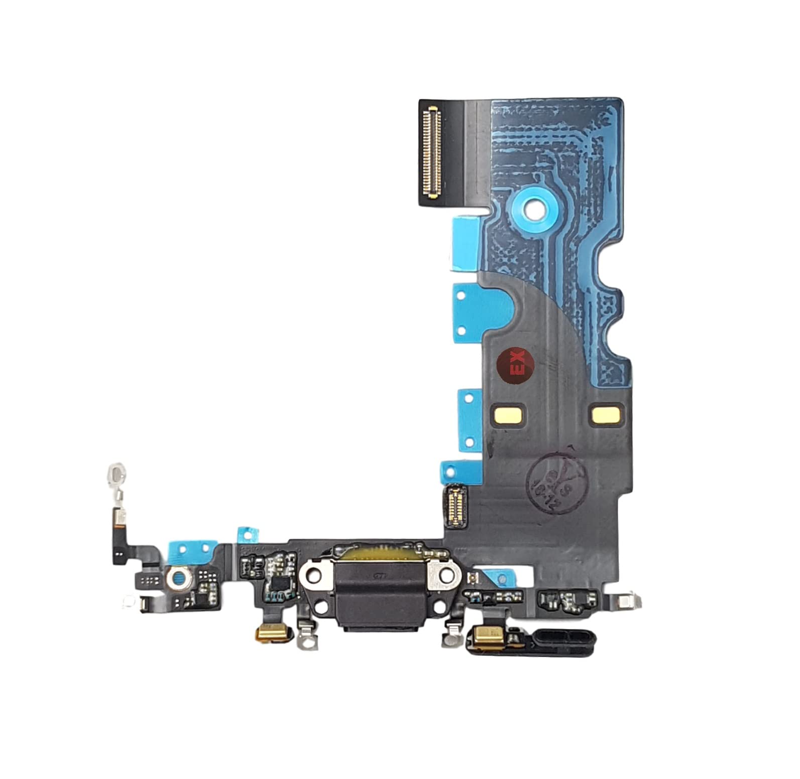 Smartex® Charging Port Flex cable compatible with iPhone 8 Black – Dock Connector + flex cable for Microphone and Antenna — image 1