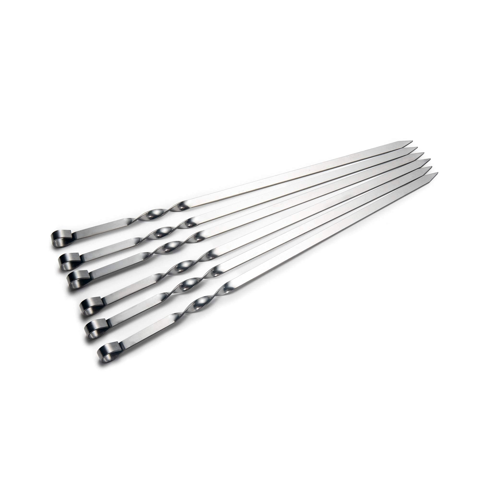 IMEEA 15.7inch/40cm Flat Kabab Skewers 0.4inch/1cm Wide Blade Metal Barbecue Skewers Reusable Shish Kebab Grilling Skewer Sticks for BBQ Kabob Cocktail Party, Set of 6