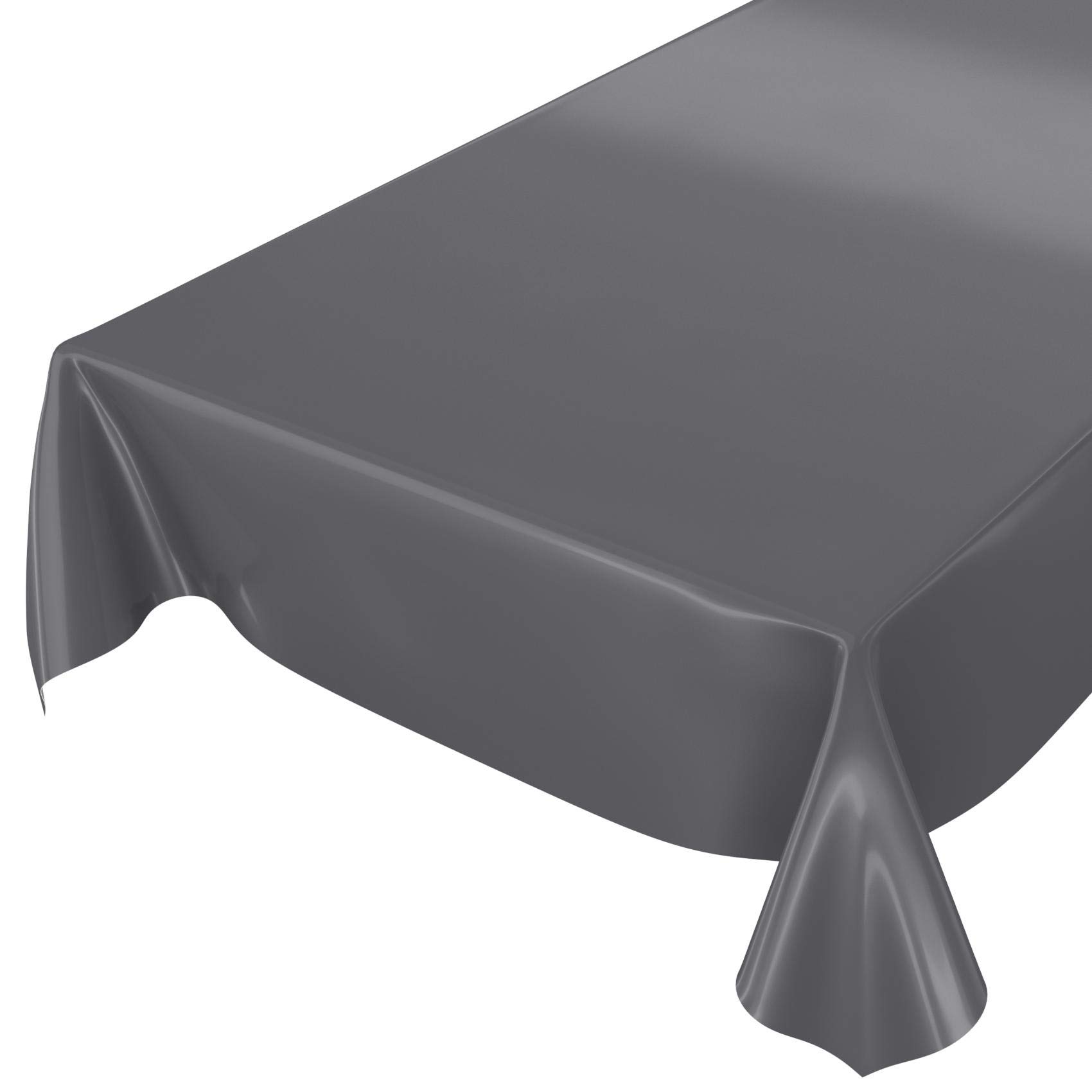 Anro Washable Tablecloth, Shiny Oilcloth, Monochrome, Wax Cloth, charcoal, Schnittkante 240 x 140cm