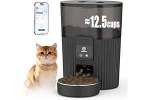 PAPIFEED Automatic Cat Feeder 3.5L/15 Cup ，WiFi Pet Feeder with APP Control for Remote Feeding, Detachable for Easy Clean, Automatic Cat Food Dispenser with Stainless Steel Bowl ，1-10 Meals