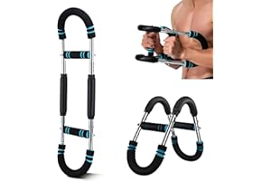 WORKKEEP Adjustable Power Twister Bar 40-100lb, Home Gym Chest and Arm Workout Trainer with Ergonomic Foam Grip, Portable Muscle Strength Enhancer