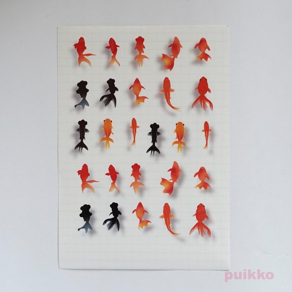 Amazon 透明シール 金魚 影付き A6 2枚 シール ステッカー おもちゃ