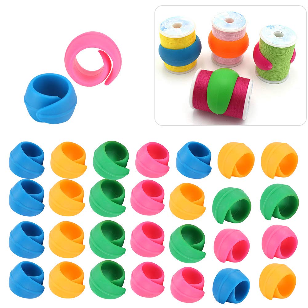 40Pcs Colorful Silicone Thread Spool Huggers - Sewing Bobbin Holder Clips for Thread Control and Keeping Bobbin Thread Tails