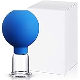 Nuanchu Facial Cupping Cup Glass Face Cup Silicone Cupping Massage Vacuum Suction Mug for Body Face Leg Arm Back Shoulder Muscle and Joint(Blue,0.8 Inch Diameter)