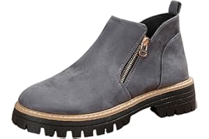 Ankle Boots Womens Fashion Wedge Chunky Heel Boots Fashion Lug Sole Platform Side Zipper Classic Casual Comfortable Short Boo