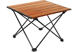 ROCK CLOUD Portable Camping Table Ultralight Aluminum Folding Beach Table Camp for Camping Hiking Backpacking Outdoor Picnic, Wood Grain