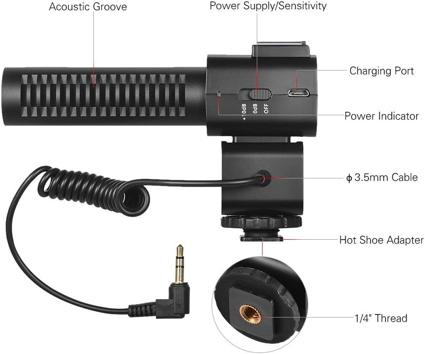Amazon Com Andoer Cm 5 External Microphone Super Cardioid Electret Condenser Mic With Hot Shoe Mount Compatible With Canon Nikon Sony Dslr Digital Video Camera Camcorder Home Audio Theater