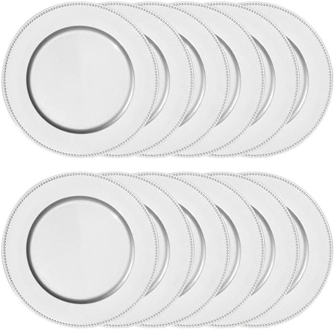 akasaw98-12 platos cargadores de plástico con borde de abalorio de 33