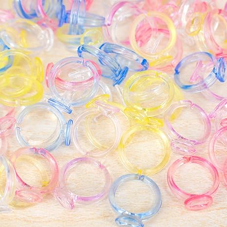 Amazon 子供用プラスチック指輪土台パーツハンドメイド 子供 キッズ アクセサリー Pt 1077 クリアミックス リング 指輪 ホビー