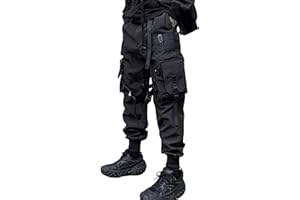 HaiZi XiHuan Men's Functional Style Paratrooper Tactical Cargo Techwear Punk Streetwear Goth Pants