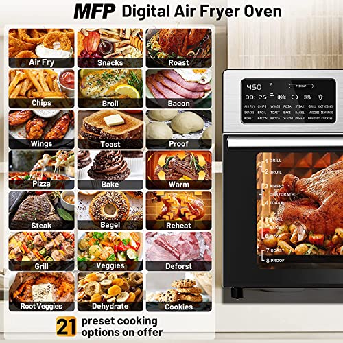 Dxmocos 30L Air Fryer Toaster Oven, Stainless Steel Air Fryer Rotisserie Combo, 21 in 1 Countertop Ovens, Innovative 360 ° Air Frying Technology, Large Air Fryers Oven