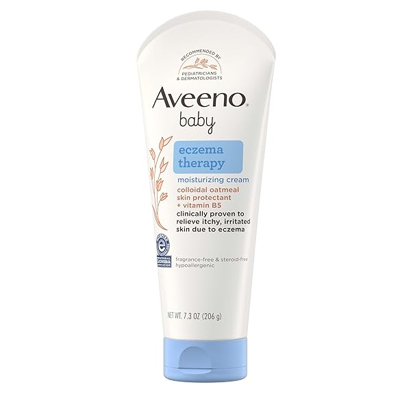 AVEENO BABY ECZEMA THERAPY MOISTURIZING CREAM, NATURAL COLLOIDAL OATMEAL & VITAMIN B5, BABY ECZEMA CREAM FOR DRY, ITCHY, IRRITATED SKIN DUE TO ECZEMA, PARABEN- & STEROID-FREE, 7.3 OZ