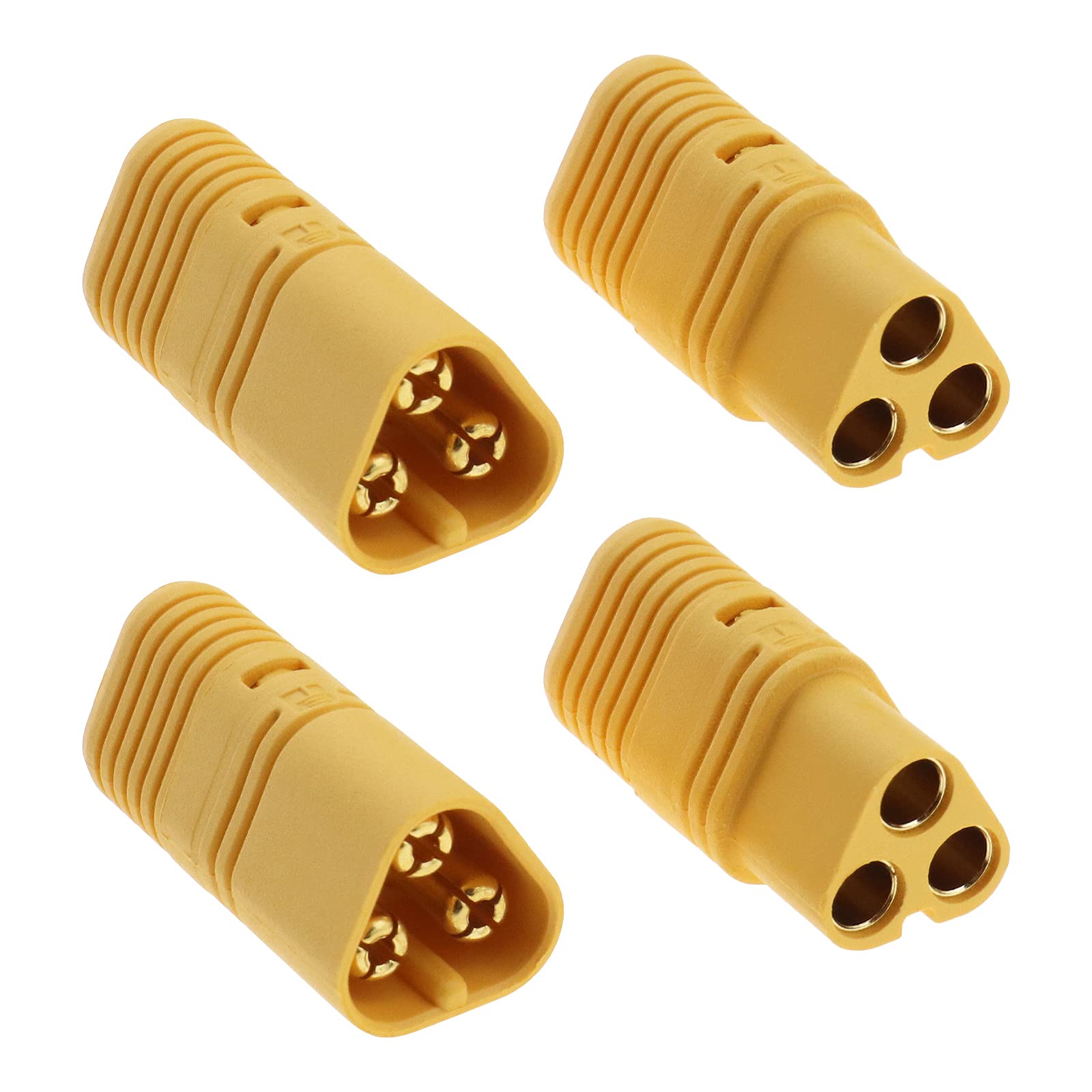 ECSiNG 2 Pairs MT60 3 Pole 3.5mm Motor Plug Male and Female Connector Set Gold Plated for RC ESC to Motor for Multicopter Quadcopter Airplane