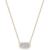 Tinkbush Pendant Necklace for Women,14K Gold-Plated Natural Gemstone, 15" with 2.6" Extender,Gift Box Velvet Pouch,Christmas Birthday Party Gift For Women