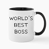 World's Best Boss Mug 11oz - Funny Gift for Boss,The Office Inspired Ceramic Coffee Cup,Coworkers, White Elephant Gift Idea,Men & Women,Unique
